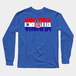 Croatia flag stencil Long Sleeve T-Shirt